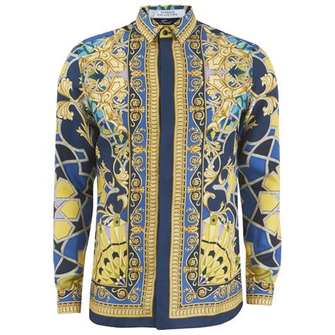 versace blue shirt men|Versace collection men shirt.